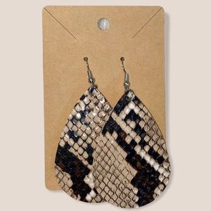 Sand Snake Style Snake Print Faux Leather Earrings